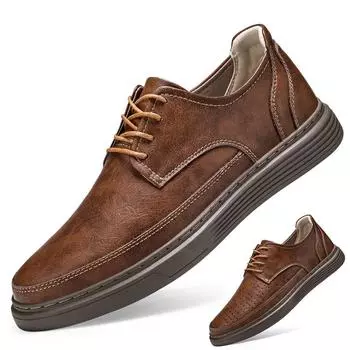 Мужская обувь из натуральной кожи большого размера, удобная повседневная обувь, мокасины, мужская обувь на плоской подошве 36 коричневый