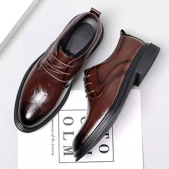 Мужская обувь из натуральной кожи Брендовая мужская деловая обувь Туфли для конференций и банкетов Остроносые мужские повседневные туфли в английском стиле 38 чёрный