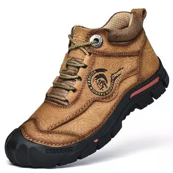 Мужская обувь из натуральной кожи, кроссовки, непромокаемые уличные мужские ботинки, удобная мужская прогулочная обувь, зимние теплые ботинки 38 чёрный