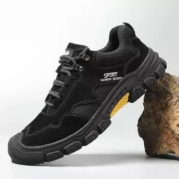 Мужская обувь из натуральной кожи, кроссовки, уличная обувь, мужская обувь на плоской подошве, удобная мужская прогулочная обувь 38 чёрный