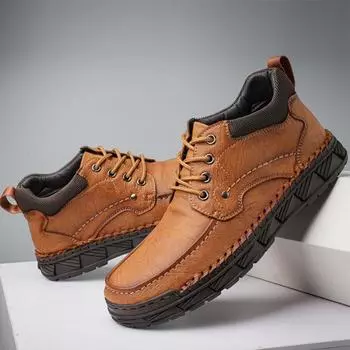 Мужская обувь из натуральной кожи, кроссовки, водонепроницаемые уличные мужские ботинки, удобная мужская прогулочная обувь 38 чёрный
