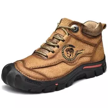 Мужская обувь из натуральной кожи, кроссовки, водонепроницаемые уличные мужские ботинки, удобная мужская прогулочная обувь 38 чёрный