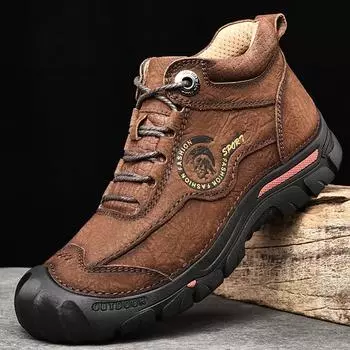 Мужская обувь из натуральной кожи, кроссовки, непромокаемые уличные мужские ботинки, удобная мужская прогулочная обувь, зимние теплые ботинки 38 коричневый