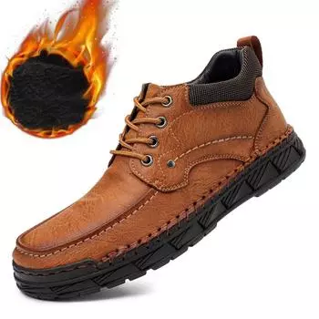 Мужская обувь из натуральной кожи, кроссовки, водонепроницаемые уличные мужские ботинки, удобная мужская прогулочная обувь 38 коричневый