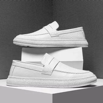 Мужская обувь из натуральной кожи, летние дышащие мужские мокасины, повседневная мужская обувь без застежек, мягкие туфли на плоской подошве, горячая распродажа, обувь для вождения, мокасины 39 чёрный