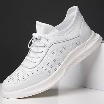 Мужская обувь из натуральной кожи, летняя, дышащая, повседневная, удобная, для ходьбы, обувь без застежек, мужские кожаные туфли Zapatos Hombre 6.5