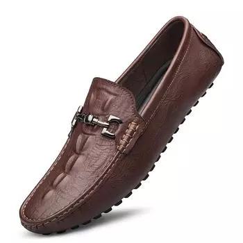 Мужская обувь из натуральной кожи, лоферы, удобная повседневная мужская обувь для вождения, мокасины, мужская обувь на плоской подошве 37 чёрный