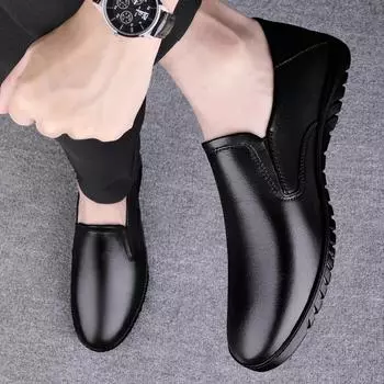 Мужская обувь из натуральной кожи, модные новые повседневные туфли без застежек, мужские мокасины, итальянские черные мужские туфли для вождения, мужские 37