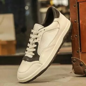 Мужская обувь из натуральной кожи, молодежная повседневная обувь для подростков, классические мужские вулканизированные туфли, кроссовки для вождения, универсальная обувь для скейтбординга 38