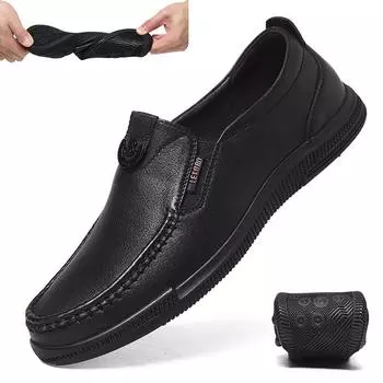 Мужская обувь из натуральной кожи. Мягкие мокасины без шнуровки. Обувь для вождения. Официальная повседневная обувь. 39 чёрный