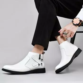 Мужская обувь из натуральной кожи, мужские ботинки, модные повседневные ботильоны, мужская обувь на платформе для мужчин, дизайнерская обувь класса люкс 37