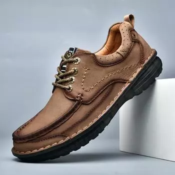 Мужская обувь из натуральной кожи на шнуровке Мужская повседневная обувь из коровьей кожи Официальные туфли для прогулок на открытом воздухе Обувь больших размеров 6