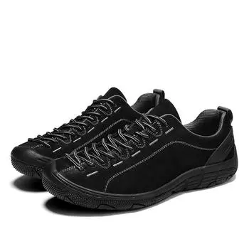 Мужская обувь из натуральной кожи, нескользящие кроссовки для активного отдыха, дышащая повседневная обувь большого размера, модные туфли на плоской подошве, мужские мокасины 38 чёрный