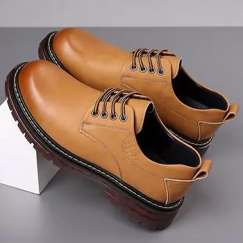 Мужская обувь из натуральной кожи. Новые кожаные туфли. Мужская универсальная повседневная обувь с низким верхом и мягкой подошвой. 38