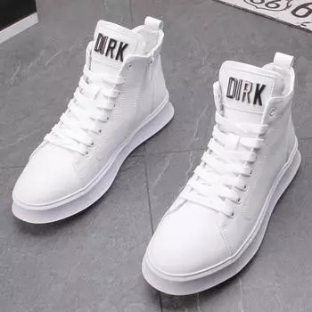 Мужская обувь из натуральной кожи, повседневная обувь, высокие туфли на плоской подошве, обувь для скейтборда, мужские молодежные уличные кроссовки на шнуровке, мужские размеры 39-45 39