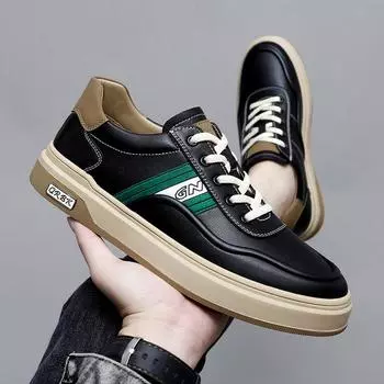 Мужская обувь из натуральной кожи, повседневная обувь от люксового бренда, новые удобные кроссовки для тенниса, деловая обувь для мужчин 2024 г. 38 бежевый