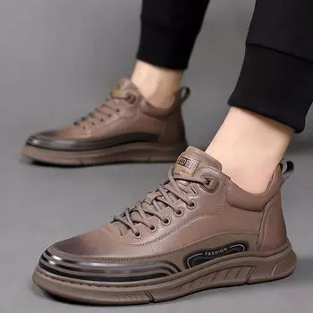 Мужская обувь из натуральной кожи, повседневная обувь класса люкс, мужские кроссовки на шнуровке, итальянская дышащая обувь для тенниса, обувь для скейтборда 38 чёрный