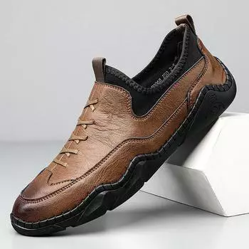 Мужская обувь из натуральной кожи, повседневная кожаная обувь, мужская корейская версия, удобная мужская обувь из натуральной кожи, дышащая обувь на мягкой подошве 38