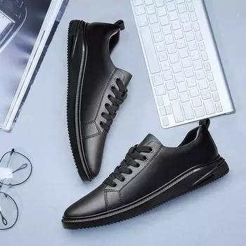 Мужская обувь из натуральной кожи, повседневные, люксовые брендовые, мягкие, дышащие, на шнуровке, модные кроссовки 2024 года 37 белый