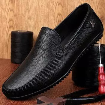 Мужская обувь из натуральной кожи, роскошные деловые повседневные туфли-лоферы без застежек, мужские мокасины, итальянские черные мужские туфли для вождения, кроссовки 36