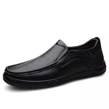 Мужская обувь из натуральной кожи, роскошные брендовые повседневные мужские туфли без шнуровки, черные или коричневые мужские туфли для вождения, 2024 г. 38 чёрный