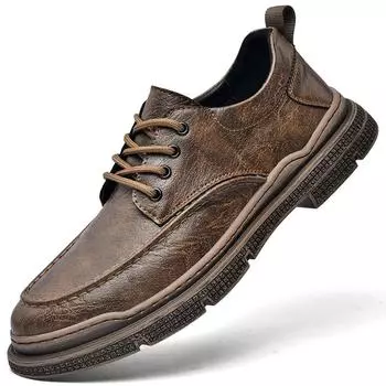 Мужская обувь из натуральной кожи ручной работы в стиле ретро, удобная повседневная кожаная обувь, мокасины, мужская обувь на плоской подошве 38 чёрный