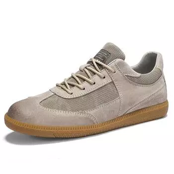 Мужская обувь из натуральной кожи, трендовая удобная повседневная обувь, уличные мужские кроссовки, мокасины, мужская обувь на плоской подошве 39 песочный