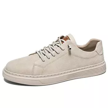 Мужская обувь из натуральной кожи. Трендовая удобная повседневная обувь. Мокасины. Мужская обувь на плоской подошве. 37 бежевый