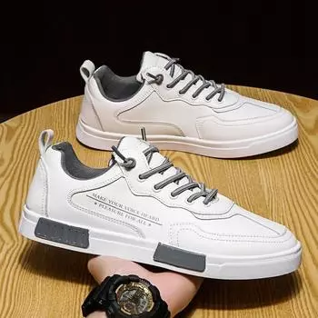 Мужская обувь из натуральной кожи, трендовая удобная мужская обувь на шнуровке, уличная модная мужская обувь в британском стиле, высокие кроссовки, мужские мокасины 39 чёрный