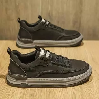 Мужская обувь из натуральной кожи, удобная повседневная обувь ручной работы, роскошные брендовые мужские кроссовки, спортивная обувь для тенниса Zapatos Hombre 38 чёрный