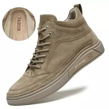 Мужская обувь из натуральной кожи в британском стиле, трендовая удобная повседневная обувь, мокасины, мужская обувь на плоской подошве 38 хаки