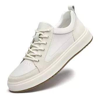 Мужская обувь из натуральной кожи в британском стиле, трендовая удобная повседневная обувь, мокасины, мужская обувь на плоской подошве 38 белый