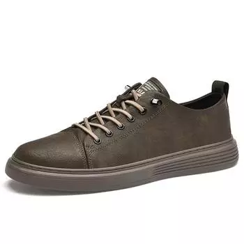 Мужская обувь из натуральной кожи в британском стиле, трендовая удобная повседневная обувь, мокасины, мужская обувь на плоской подошве 36 хаки