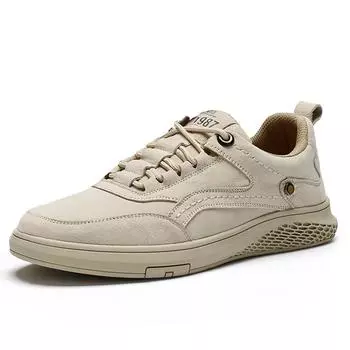 Мужская обувь из натуральной кожи в британском стиле, трендовая удобная повседневная обувь, уличные мужские кроссовки, мокасины, мужская обувь на плоской подошве 38 бежевый