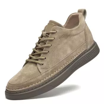 Мужская обувь из натуральной кожи в британском стиле, удобная повседневная обувь, мокасины, мужская обувь на плоской подошве, зимняя обувь 37 хаки