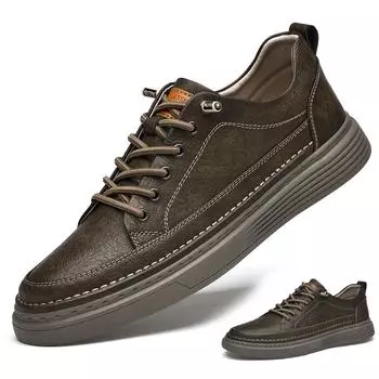Мужская обувь из натуральной кожи в британском стиле, трендовая удобная повседневная обувь, мокасины, мужская обувь на плоской подошве 36 чёрный