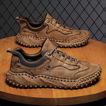 Мужская обувь из натуральной кожи, весенне-осенние спортивные кроссовки нового стиля 38