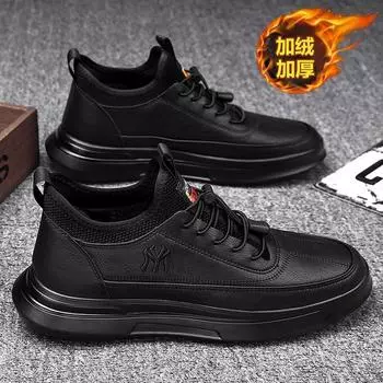 Мужская обувь из ПУ, весна и осень, новые мужские повседневные кроссовки для серфинга, средняя высота, на шнуровке, трендовая спортивная обувь, импортная торговля 39 чёрный