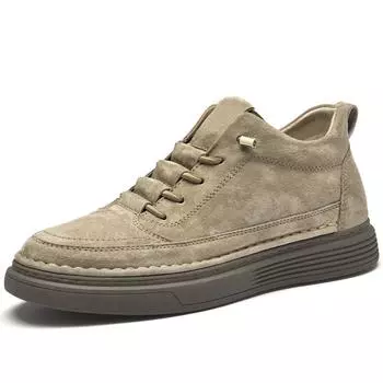 Мужская обувь из свиной кожи с невидимым увеличением роста 6 см. Мужская обувь из натуральной кожи. Удобная повседневная обувь. Мокасины. Женская обувь на плоской подошве. 36 коричневый