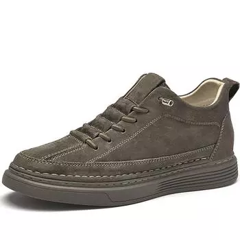 Мужская обувь из свиной кожи с невидимым увеличением роста на 6 см в британском стиле из натуральной кожи, модная удобная повседневная обувь, мокасины, женская обувь на плоской подошве 36 коричневый