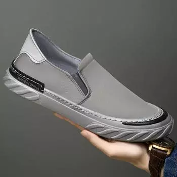 Мужская обувь из ткани 2025 года, летняя новая дышащая повседневная обувь из зонтичной ткани, водонепроницаемая, нескользящая, легкая обувь Lazy One Pedal 39 чёрный