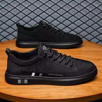 Мужская обувь из ткани Ice Silk, тонкая, весна 2024, новый тренд, универсальная рабочая обувь, нескользящая, легкая, дышащая, мужская обувь для доски 39 чёрный