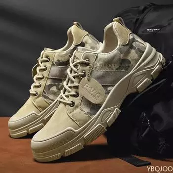 Мужская обувь Камуфляж Осень Новые пустынные туфли мужские Высокие кроссовки Нескользящие рабочие туфли Мужские Buty Robocze Meskie 39 чёрный