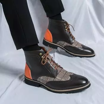 Мужская обувь класса люкс, дизайнерские высококачественные высокие ботинки челси, деловые классические туфли на шнуровке, удобные мужские формальные туфли 38