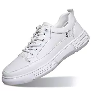 Мужская обувь класса люкс из натуральной кожи Итальянская повседневная обувь Белые элегантные туфли на шнуровке для скейтборда Tenis Masculino для ходьбы 38