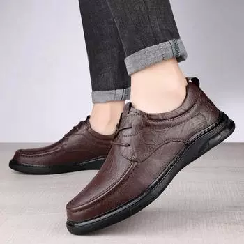 Мужская обувь Классические деловые оксфорды Мужские роскошные брендовые мужские кожаные повседневные туфли Уличная мужская обувь Новая мужская свадебная обувь 38 чёрный