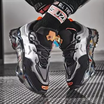 Мужская обувь Кожа из микрофибры ТПУ на платформе Мужская спортивная обувь Модная мужская обувь 39 серый