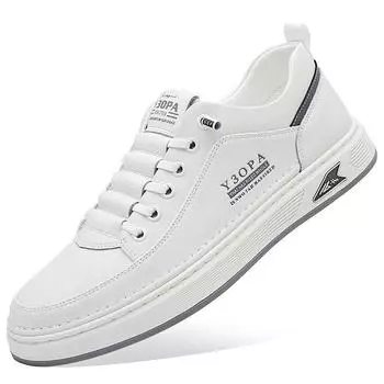 Мужская обувь, кожаные повседневные кроссовки, дышащие, прогулочные, без застежек, на платформе, мужские туфли на плоской подошве с резиновой подошвой, Zapatillas, 44 размера 38