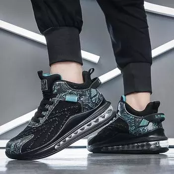Мужская обувь Кроссовки для летающих животных с плетеной воздушной подушкой Большие размеры повседневной обуви Кроссовки с сетчатой подушкой для бега на воздушной подушке из рыбьей чешуи 46