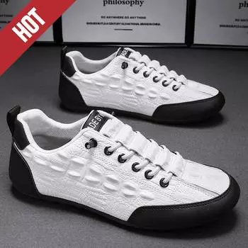 Мужская обувь Кроссовки Мужская мужская повседневная обувь Tenis Роскошные кожаные туфли Гоночная дышащая обувь Модные лоферы Мокасины на плоской подошве Обувь для мужчин 44 белый